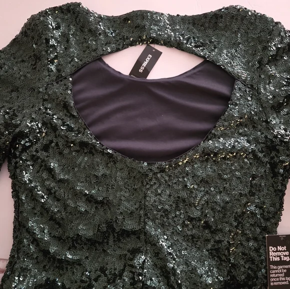 NWT Green sequins express dress size 12 - Picture 3 of 3